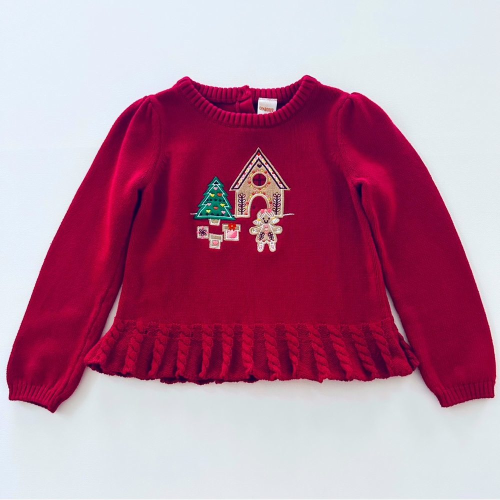 Gymboree 5T Toddler Girl Red Holiday Christmas Sweater Gingerbread